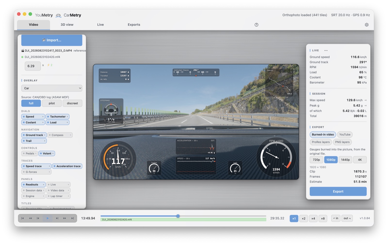 Auto: Video und Instrumente