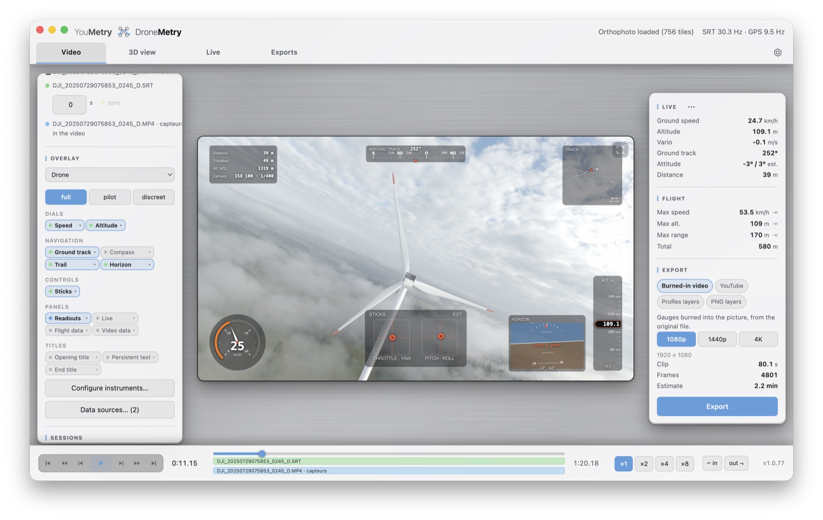 Drohne: Video und Instrumente